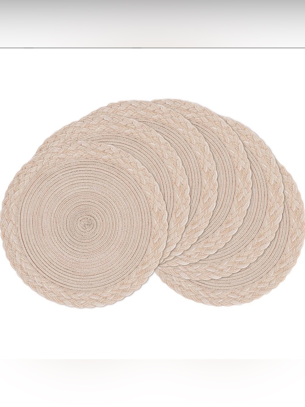 Set of Braided Round Placemats in Natural Beige
